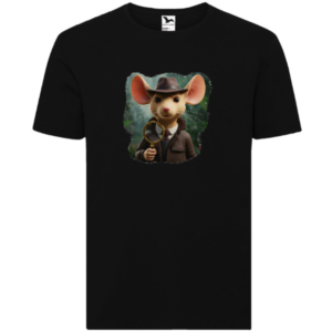 Koszulka z Myszą Patrycją - Detektywem z Audiobajek (Czarna) - rozmiar 134